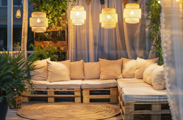 Jak urządzić taras w stylu boho z oświetleniem LED w neutralnych barwach