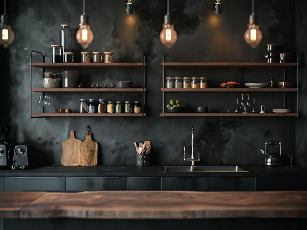 10 przykładów kuchni w stylu industrialnym z otwartymi półkami
