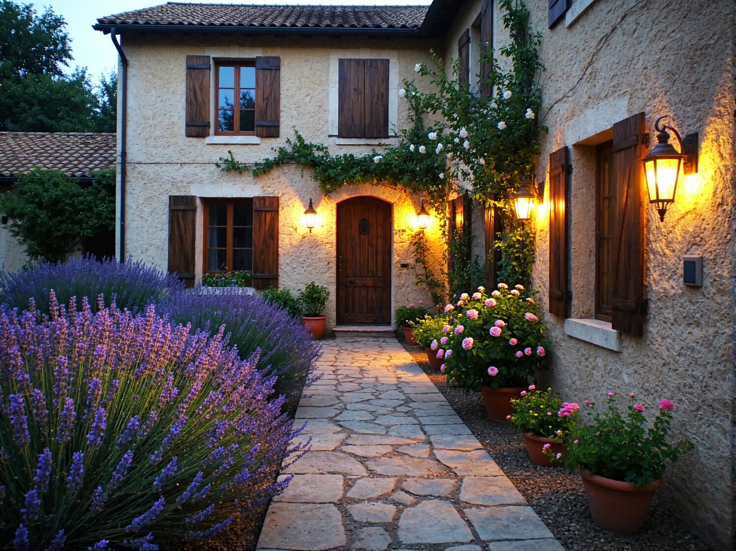 Zdjęcie nie przedstawia mebla - to zdjęcie domu prowansalskiego z ogrodem