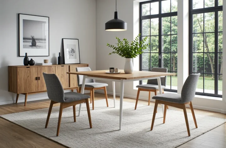 Mały stół rozkładany dąb z białymi nogami w stylu skandynawskim