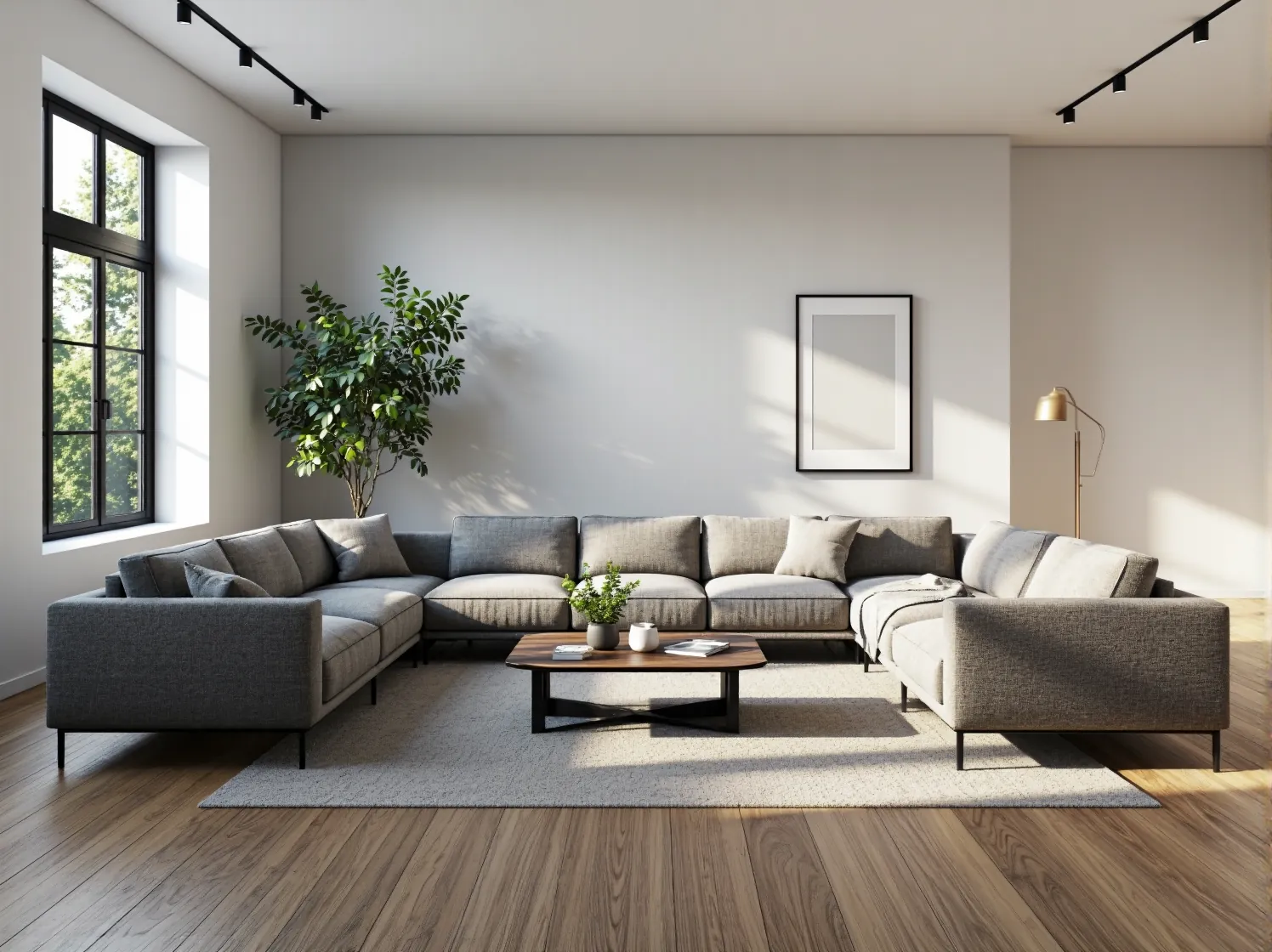 Narożnik modułowy szary z metalowymi nogami i poduszkami