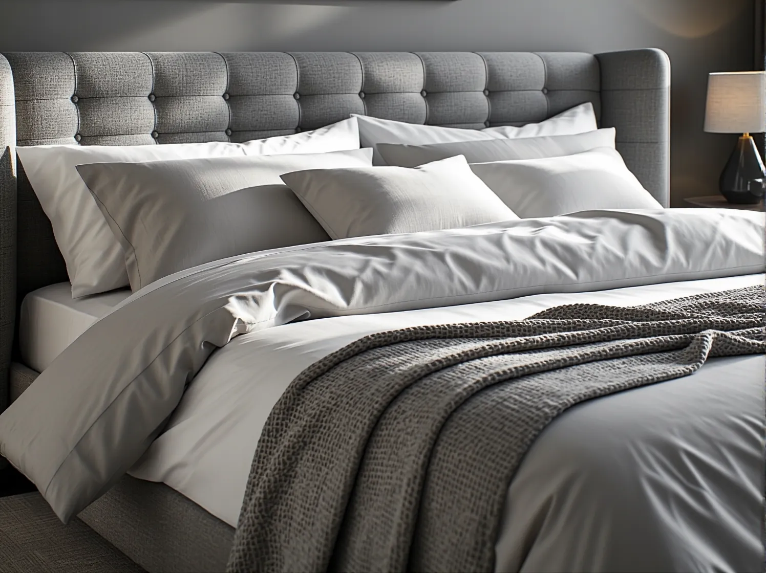 Beżowe łóżko tapicerowane na smukłych nóżkach, jako przykład najlepszego wyboru w rankingu mebli modern classic.