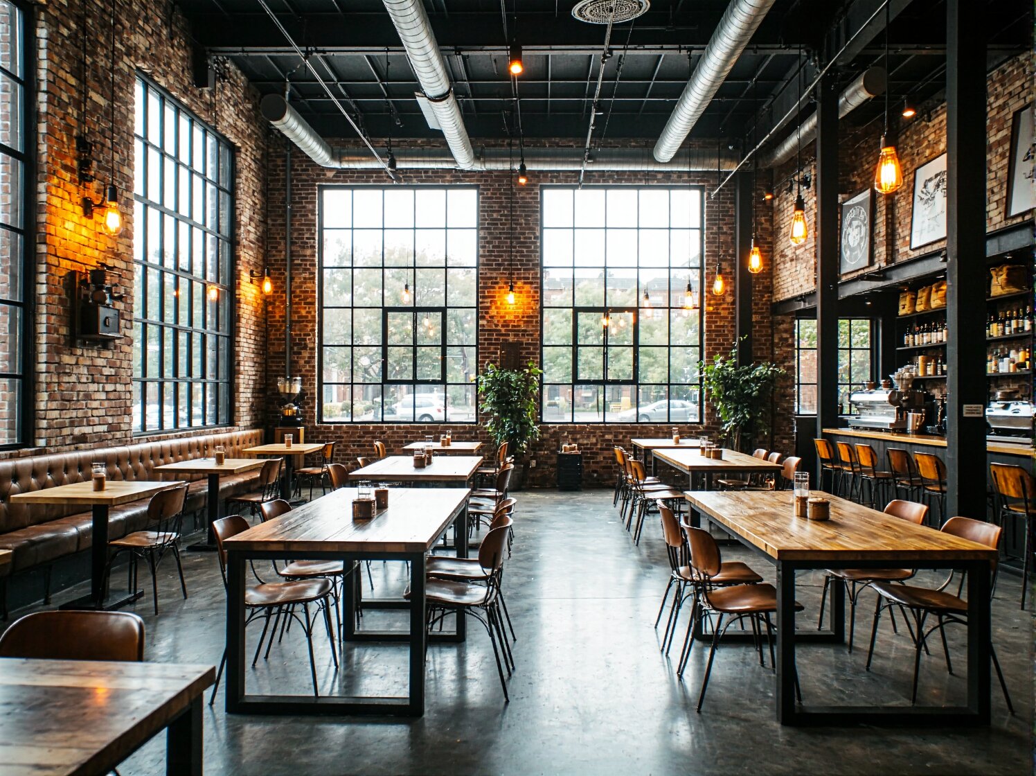 Drewniane stoły kawiarniowe dąb craft z metalowymi nogami industrialnymi