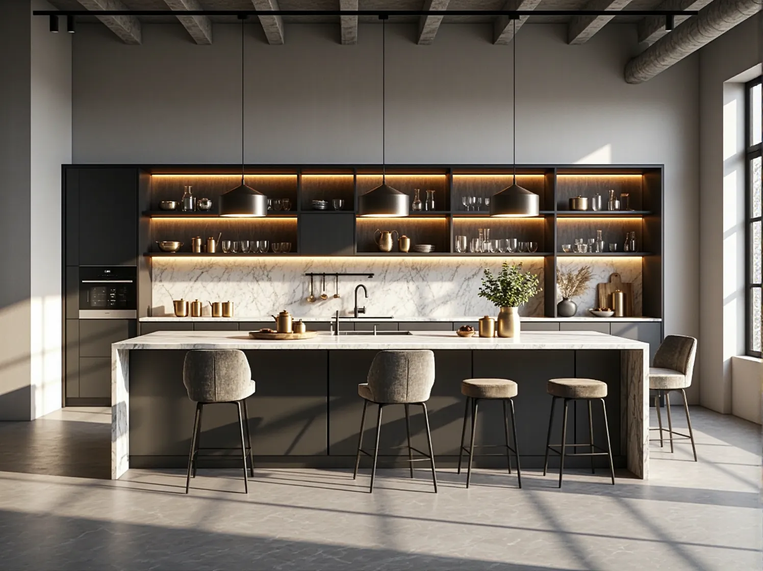 Pikowany szezlong glamour na tle surowej, betonowej ściany – inspiracja na łączenie faktur we wnętrzu.