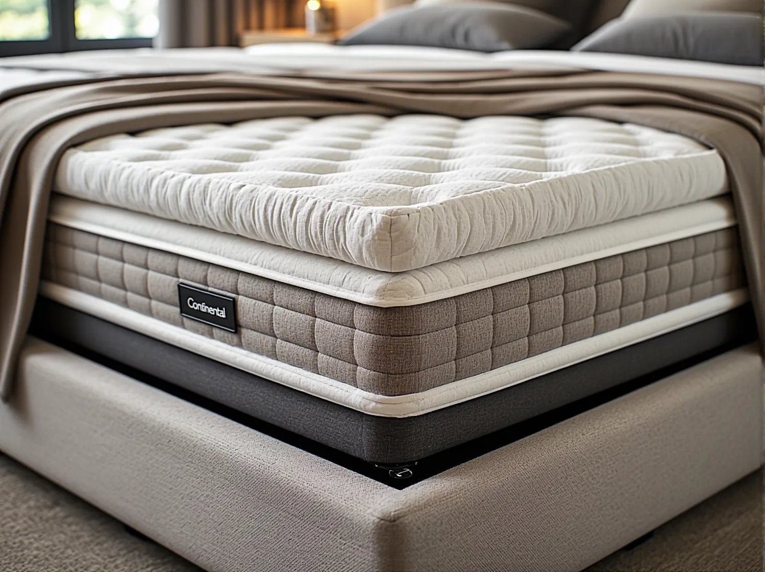 Mechanizm regulacji wysokości w łóżku kontynentalnym ułatwiający wstawanie i codzienne użytkowanie.