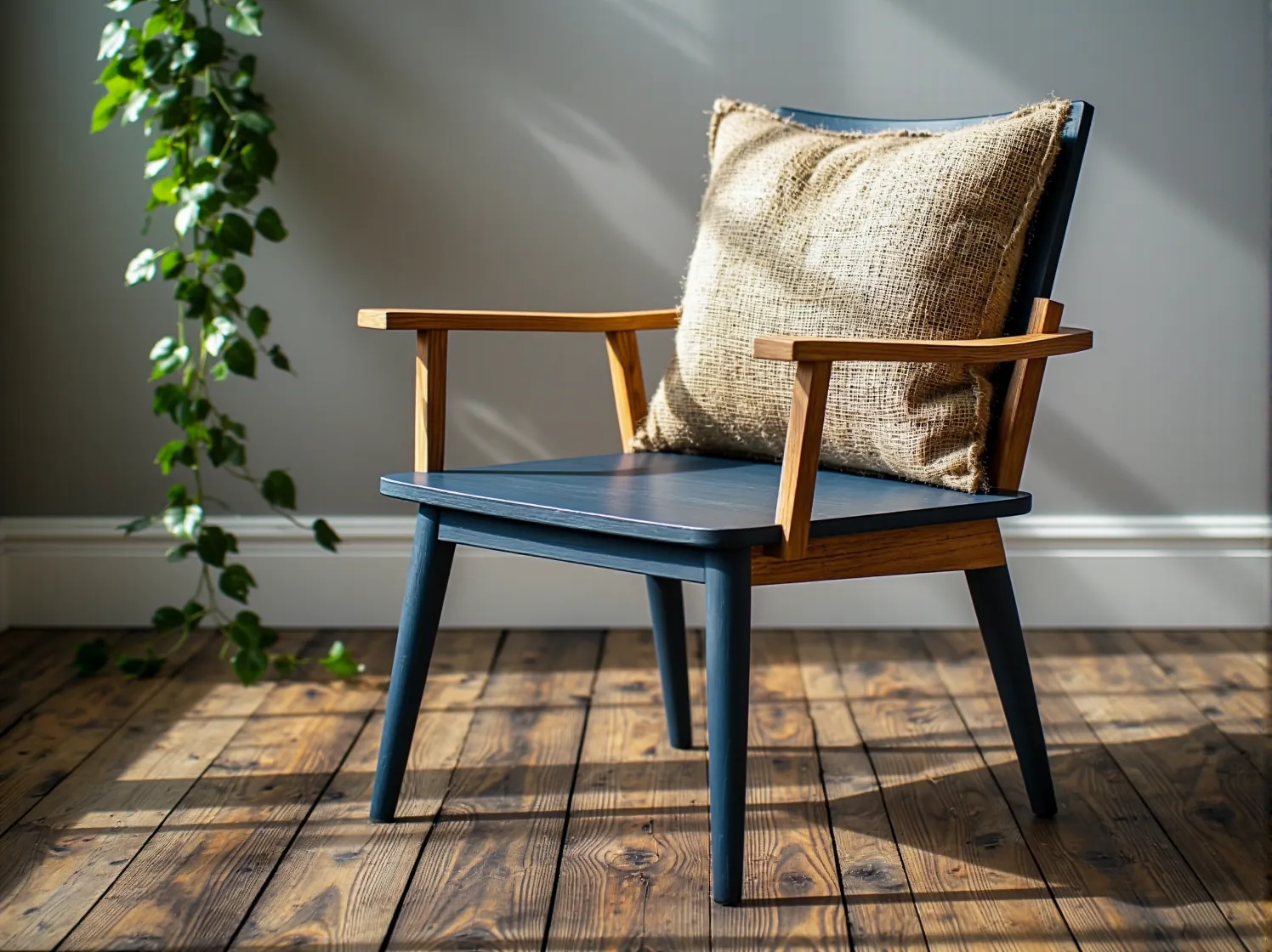 Metamorfoza starej komody – zdjęcie przed i po malowaniu farbą kredową.