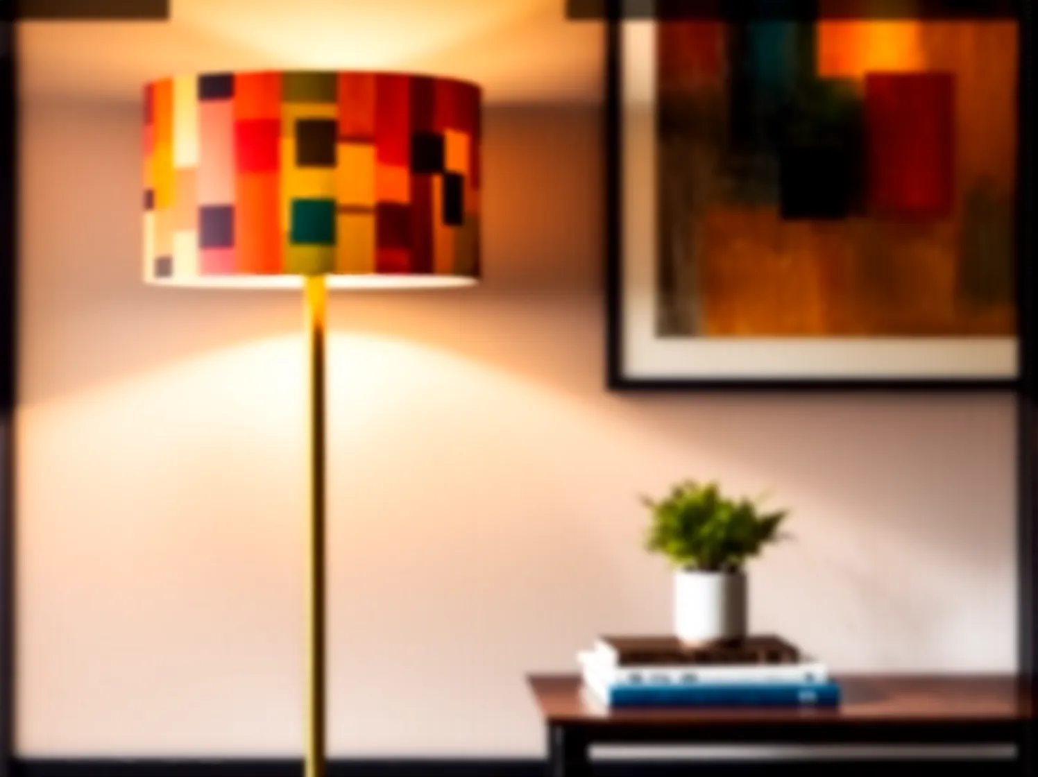 Nowoczesna, minimalistyczna lampa stojąca subtelnie łącząca różne elementy wystroju eklektycznego.