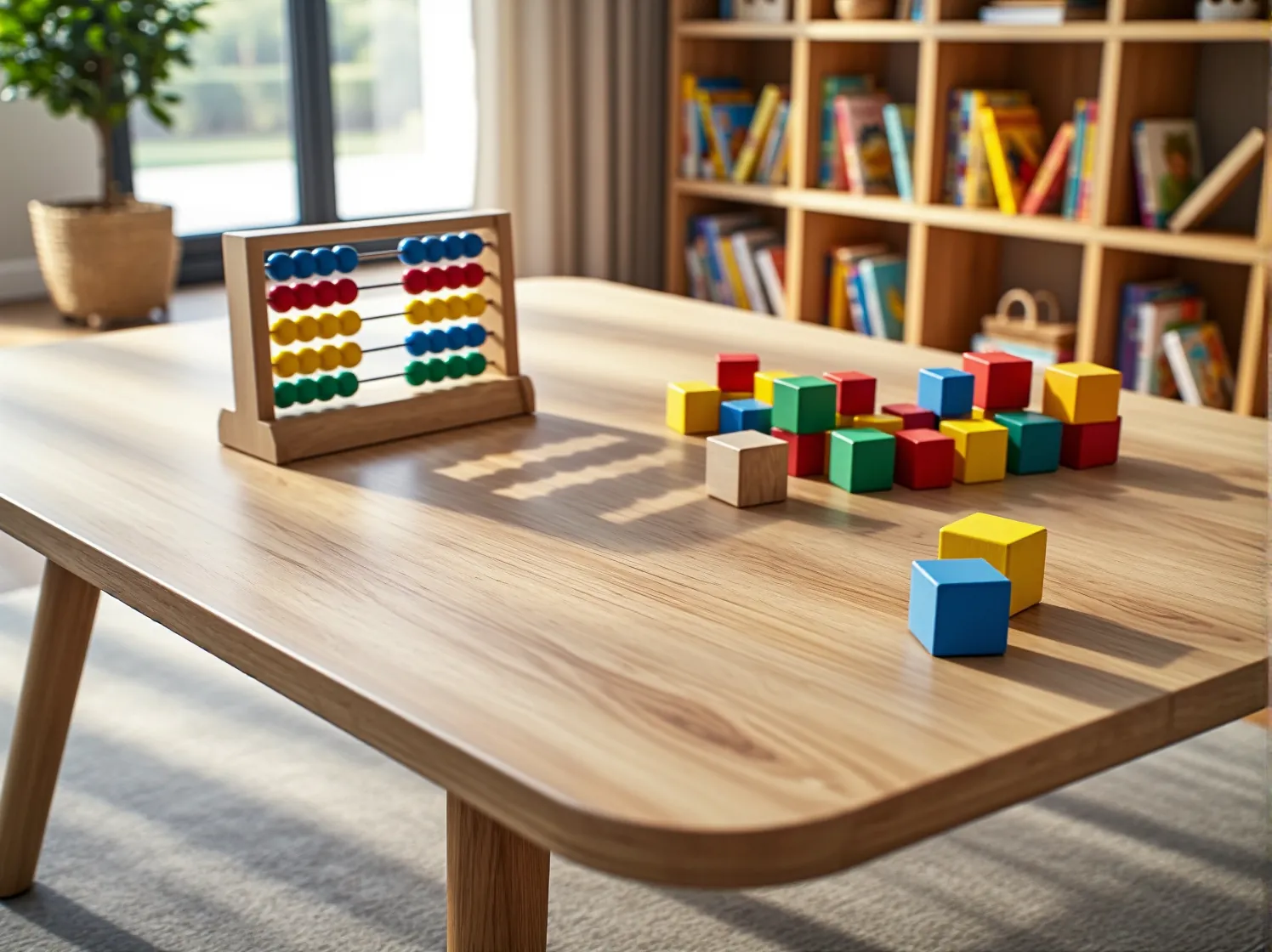 Wielofunkcyjny stół dla dziecka z miejscem do przechowywania – praktyczne rozwiązanie do małych przestrzeni.