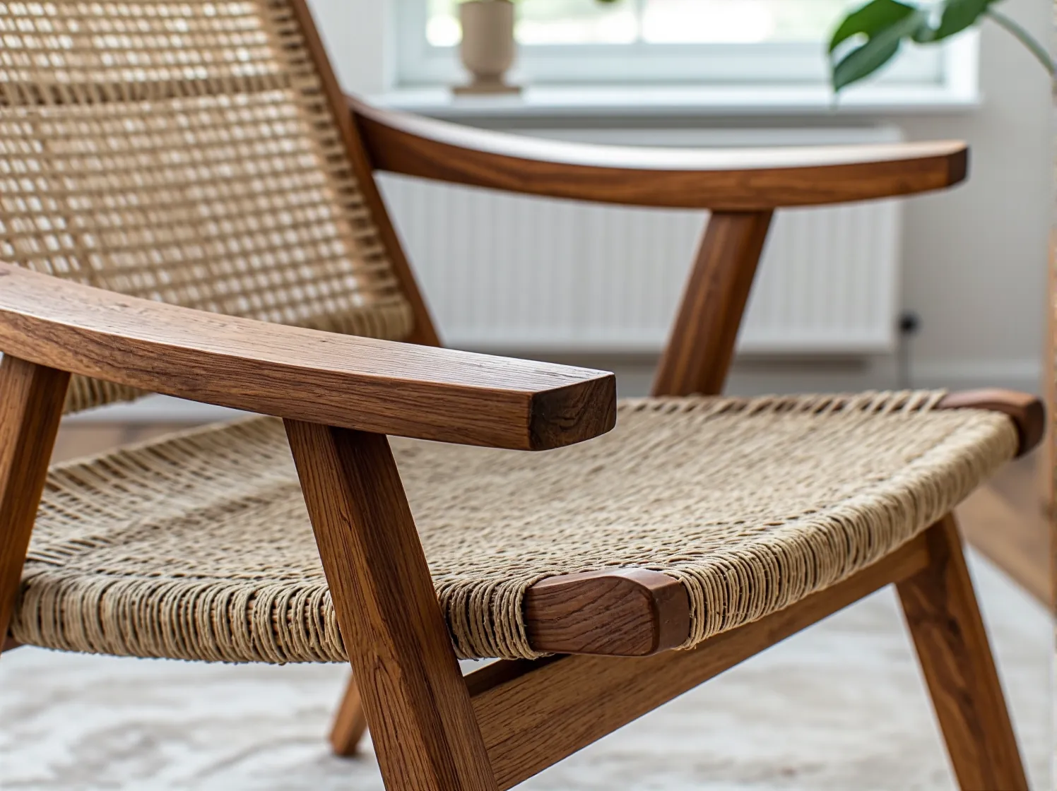 Nowoczesne krzesło z ekologicznych materiałów jako przykład trendu zrównoważonego designu.